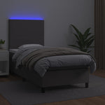 Szürke műbőr rugós ágy matraccal és LED-del 90x190 cm 4