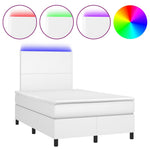 Fehér műbőr rugós ágy matraccal és LED-del 120x200 cm 2