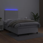 Fehér műbőr rugós ágy matraccal és LED-del 120x200 cm 4