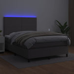 Szürke műbőr rugós ágy matraccal és LED-del 140x190 cm 4