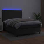 Fekete műbőr rugós ágy matraccal és LED-del 140x200 cm 4