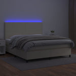Krémszínű műbőr rugós ágy matraccal és LED-del 160x200 cm 3