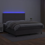 Szürke műbőr rugós ágy matraccal és LED-del 160x200 cm 4