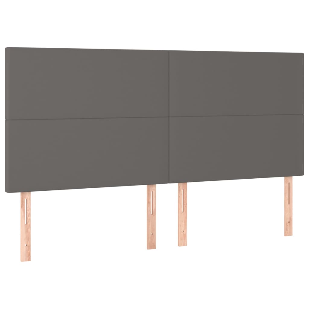 Szürke műbőr rugós ágy matraccal és LED-del 160x200 cm 7