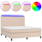 Cappuccino színű műbőr rugós ágy matraccal és LED-del 160x200cm 2