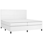 Fehér műbőr rugós ágy matraccal és LED-del 200x200 cm 3