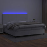 Fehér műbőr rugós ágy matraccal és LED-del 200x200 cm 4