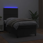 Fekete műbőr rugós ágy matraccal és LED-del 100x200 cm 4