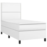 Fehér műbőr rugós ágy matraccal és LED-del 100x200 cm 3