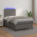 Szürke műbőr rugós ágy matraccal és LED-del 120x200 cm