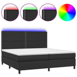 Fehér műbőr rugós ágy matraccal és LED-del 200x200 cm 2