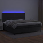 Fehér műbőr rugós ágy matraccal és LED-del 200x200 cm 4