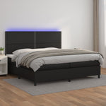 Fehér műbőr rugós ágy matraccal és LED-del 200x200 cm