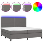 Szürke műbőr rugós ágy matraccal és LED-del 200x200 cm 2