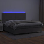 Szürke műbőr rugós ágy matraccal és LED-del 200x200 cm 4