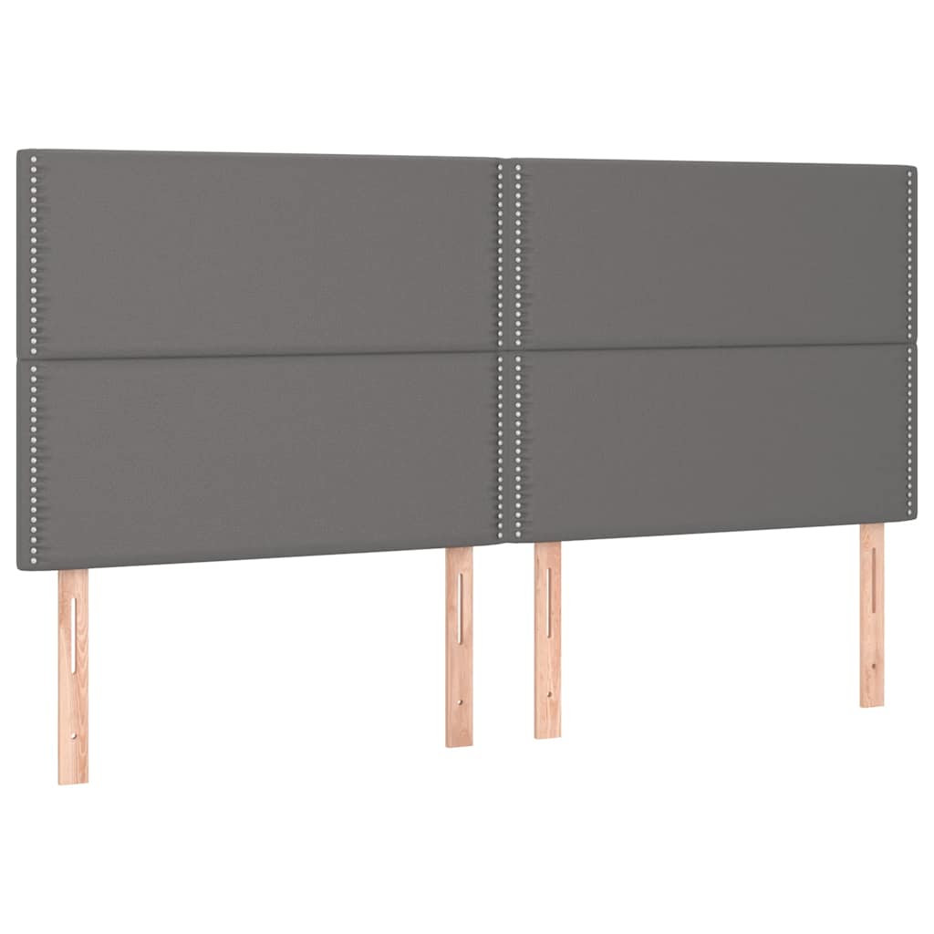Szürke műbőr rugós ágy matraccal és LED-del 200x200 cm 7