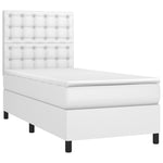 Fehér műbőr rugós ágy matraccal és LED-del 90x200 cm 3