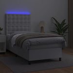 Fehér műbőr rugós ágy matraccal és LED-del 90x200 cm 4