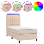 Cappuccino színű műbőr rugós ágy matraccal és LED-del 100x200cm 2