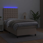 Cappuccino színű műbőr rugós ágy matraccal és LED-del 100x200cm 4