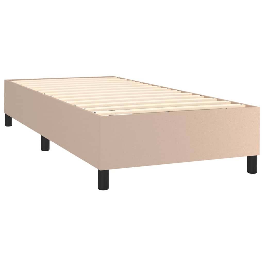 Cappuccino színű műbőr rugós ágy matraccal és LED-del 100x200cm 5