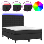 Fekete műbőr rugós ágy matraccal és LED-del 140x200 cm 2