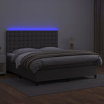 Szürke műbőr rugós ágy matraccal és LED-del 160x200 cm 4