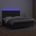 Fehér műbőr rugós ágy matraccal és LED-del 180x200 cm 4