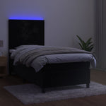 Fekete bársony rugós és LED-es ágy matraccal 90x200 cm 4