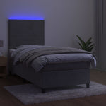 Világosszürke bársony rugós és LED-es ágy matraccal 100x200 cm 4