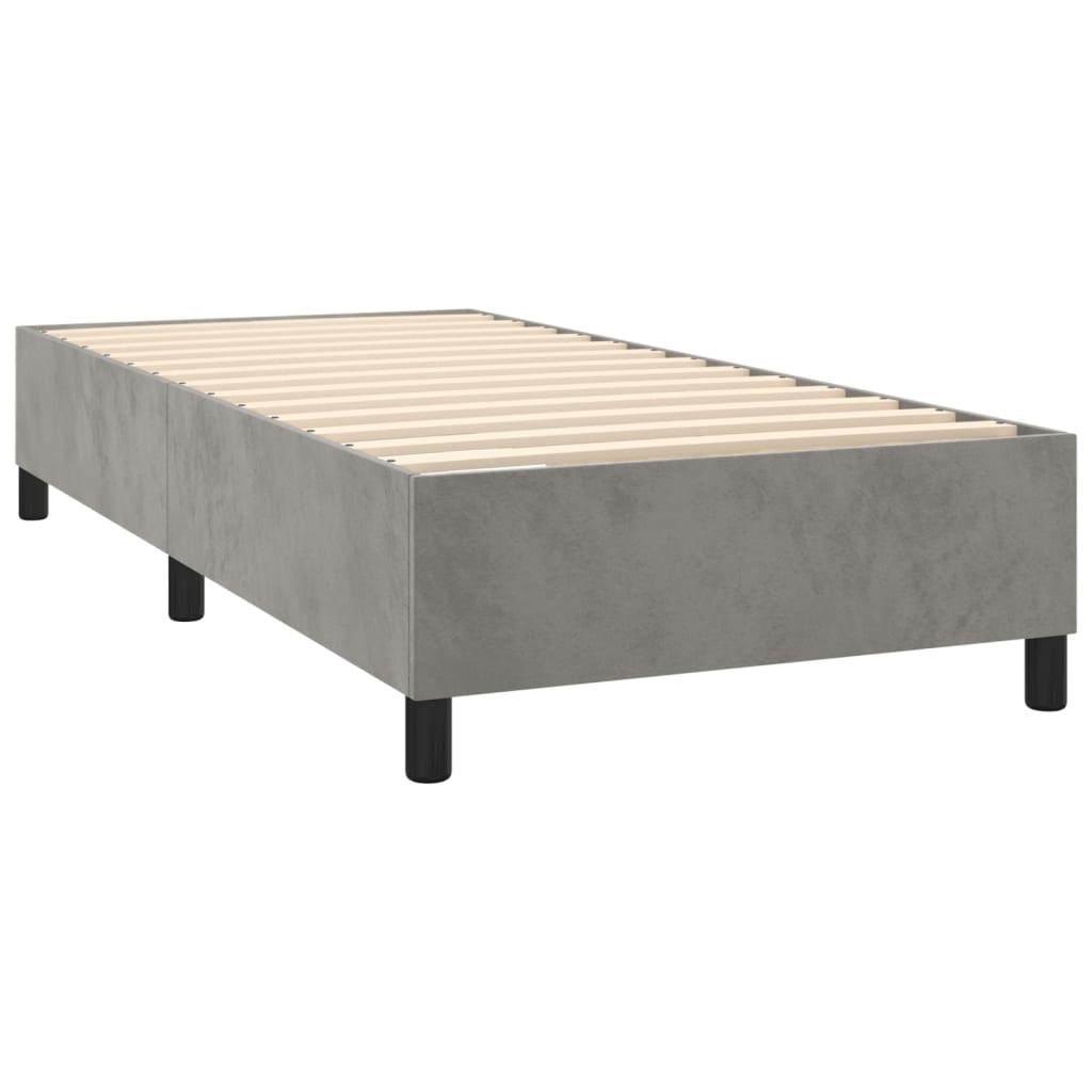 Világosszürke bársony rugós és LED-es ágy matraccal 100x200 cm 5