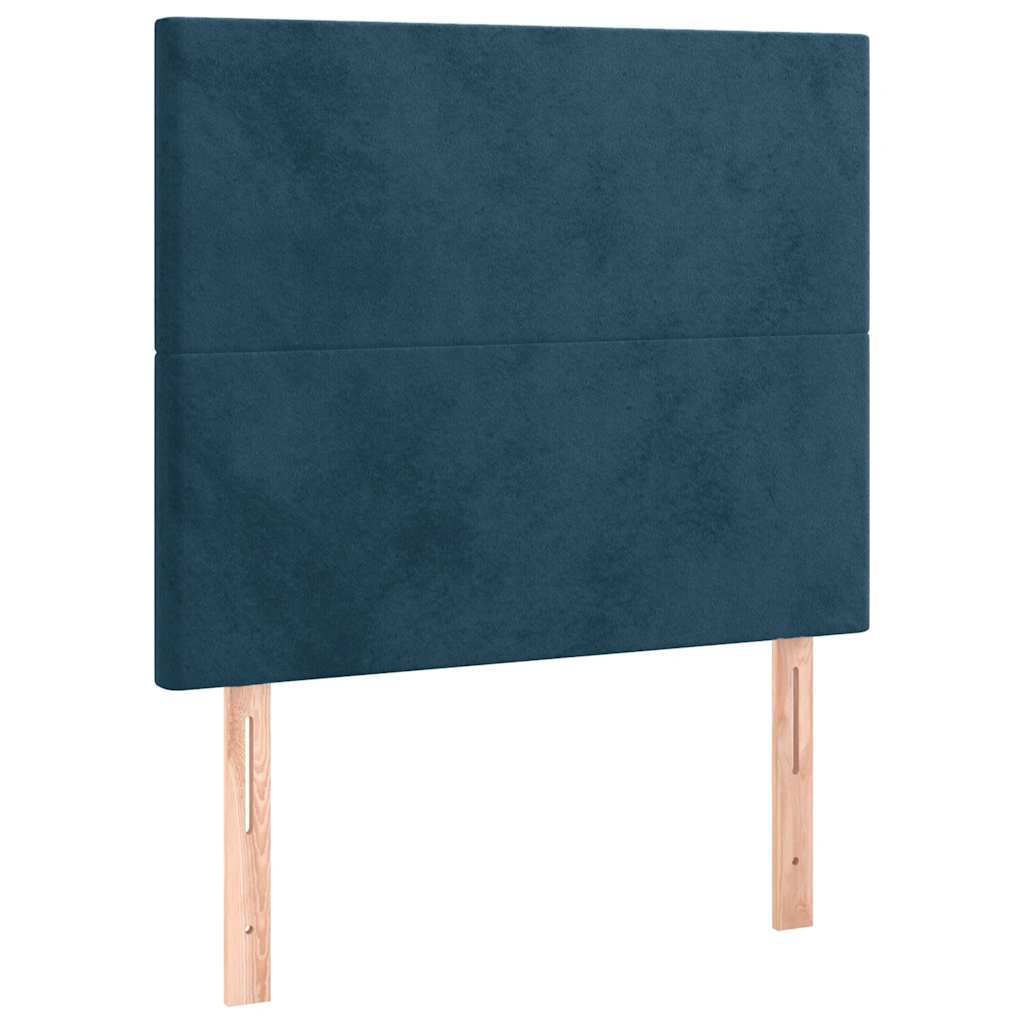 Sötétkék bársony rugós és LED-es ágy matraccal 100x200 cm 7