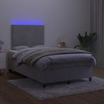 Világosszürke bársony rugós és LED-es ágy matraccal 120x200 cm 4