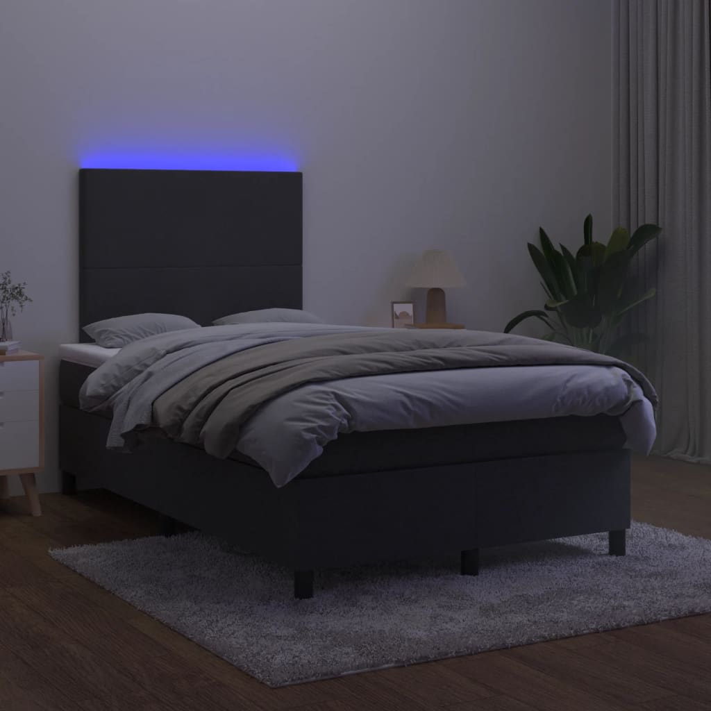 Fekete bársony rugós és LED-es ágy matraccal 120x200 cm 4
