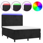 Fekete bársony rugós és LED-es ágy matraccal 140x190 cm 2