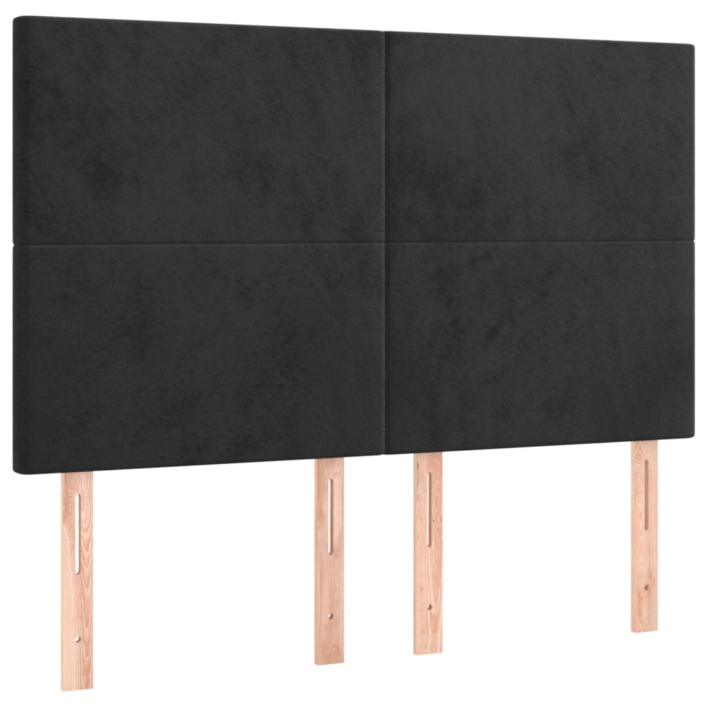 Fekete bársony rugós és LED-es ágy matraccal 140x190 cm 7