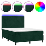Sötétzöld bársony rugós és LED-es ágy matraccal 140x200 cm 2