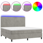 Világosszürke bársony rugós és LED-es ágy matraccal 180x200 cm 2