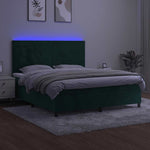 Sötétzöld bársony rugós és LED-es ágy matraccal 180x200 cm 4