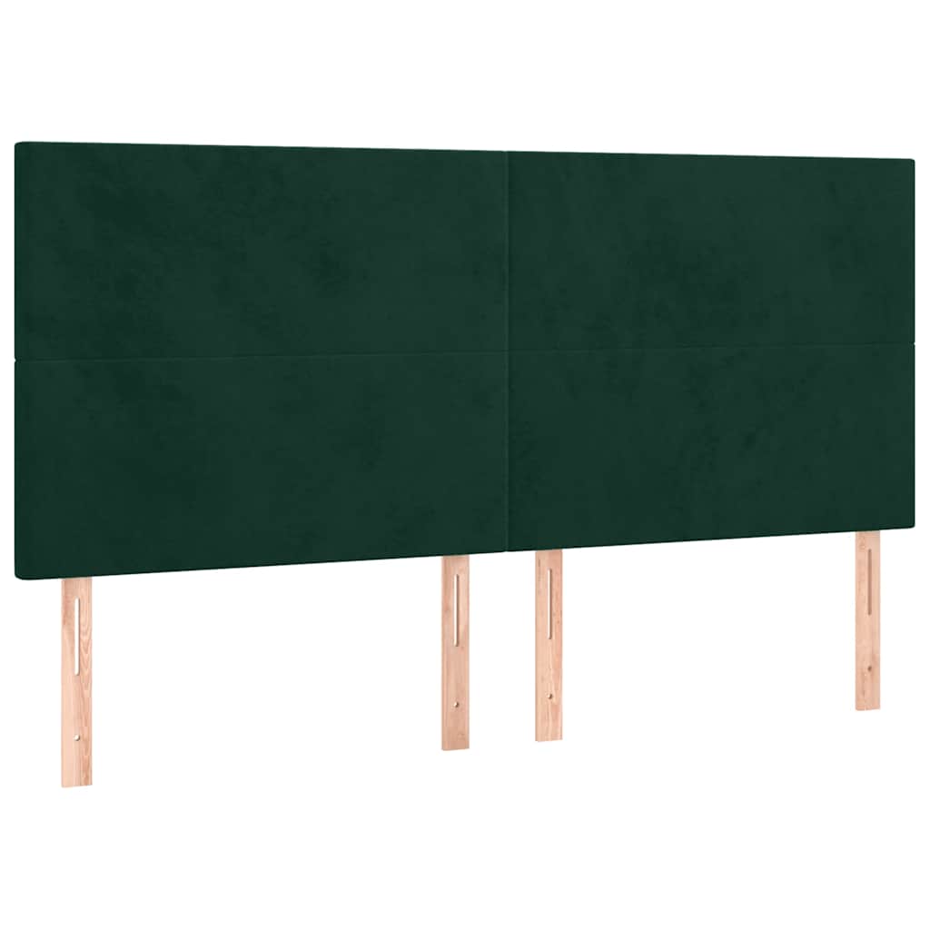 Sötétzöld bársony rugós és LED-es ágy matraccal 180x200 cm 7