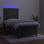 Sötétszürke bársony rugós és LED-es ágy matraccal 100x200 cm 4