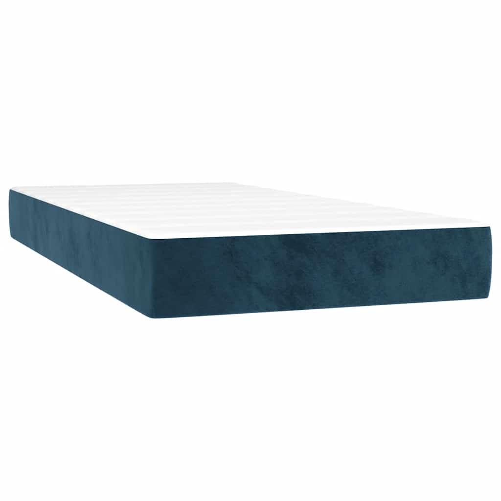 Sötétkék bársony rugós és LED-es ágy matraccal 100x200 cm 6
