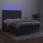 Sötétszürke bársony rugós és LED-es ágy matraccal 140x190 cm 4