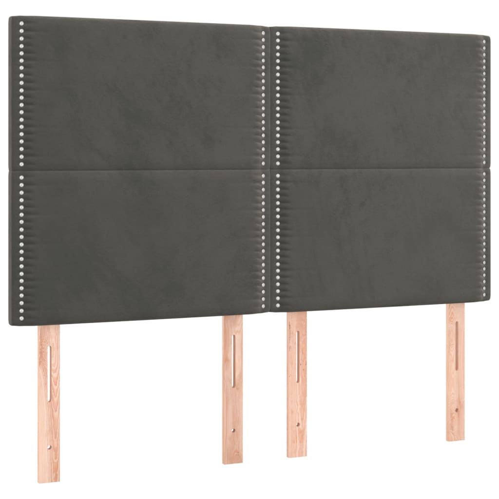 Sötétszürke bársony rugós és LED-es ágy matraccal 140x190 cm 7