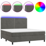 Sötétszürke bársony rugós és LED-es ágy matraccal 160x200 cm 2