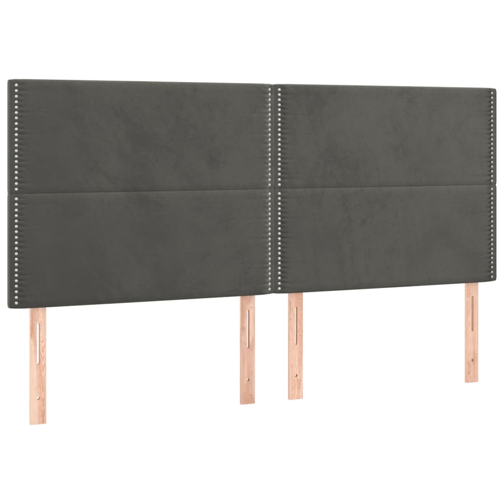 Sötétszürke bársony rugós és LED-es ágy matraccal 160x200 cm 7