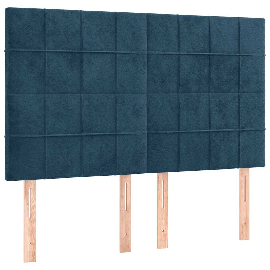Sötétkék bársony rugós és LED-es ágy matraccal 140x190 cm 7