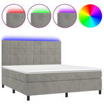 Világosszürke bársony rugós és LED-es ágy matraccal 160x200 cm 2