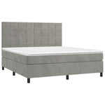 Világosszürke bársony rugós és LED-es ágy matraccal 160x200 cm 3