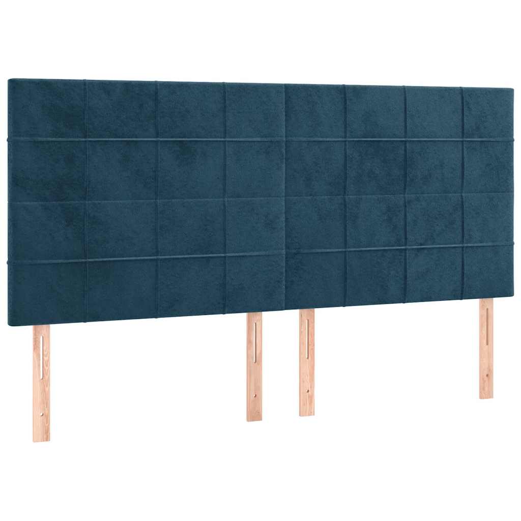 Sötétkék bársony rugós és LED-es ágy matraccal 160x200 cm 7